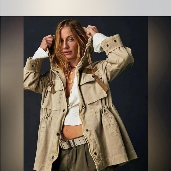We The Free Jackets & Blazers - We The Free Tan Trapeze Military Jacket with Adjustable Waist
